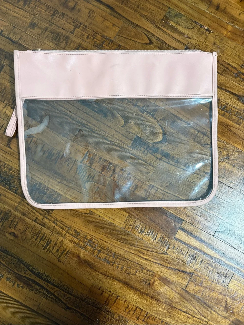 Clear Kids Snack Pouch with Pink Trim and Colorful Lettering